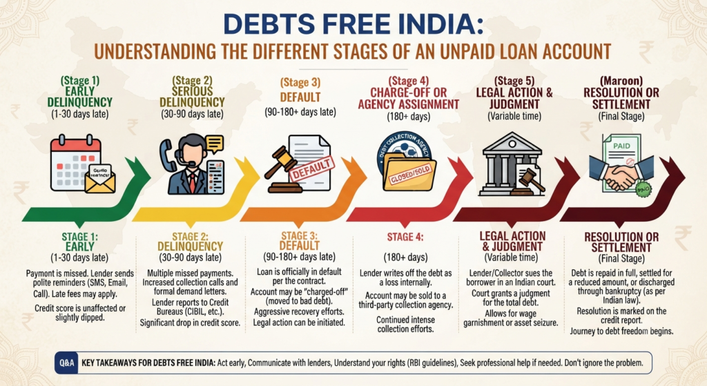 Debts Free India: Understanding the Different Stages of an Unpaid Loan Account