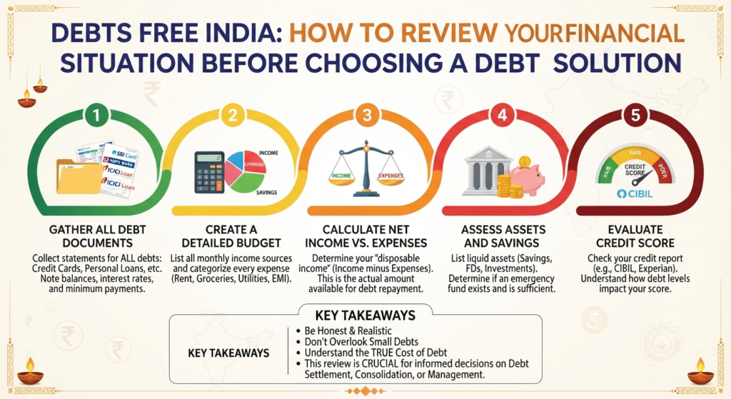 Debts Free India: How to Review Your Financial Situation Before Choosing a Debt Solution